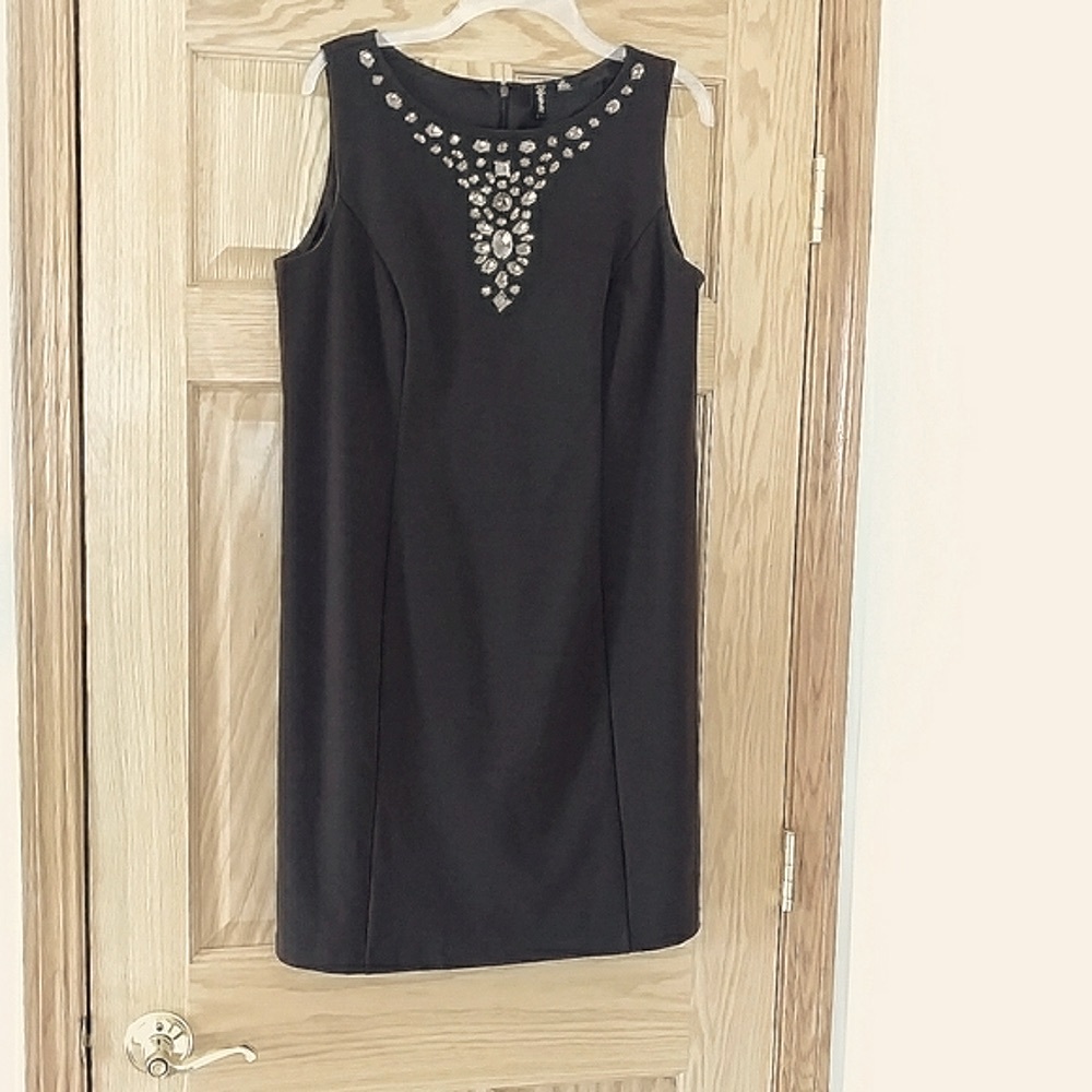 Sparkly Sleeveless Dress by Relativity - Dark Brown - 12 - Picture 3 of 15